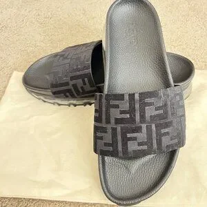 $1395 Authentic FENDI Roma Made in ITALY Men\'s Black Leather Suede Sandals Sz.10 Fendi | Shoes | 395 Authentic Fendi Roma Made In Italy Mens  main image 3
